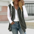 thumbnail image 1 of gbyLJF Women's Sleeveless Jacket Fall Winter Fleece and Thickened Warm Jackets Solid Color Drawstring Full Zipper Hoodie Coat, 1 of 5