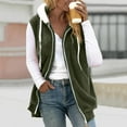 thumbnail image 1 of gbyLJF Women's Sleeveless Jacket Fall Winter Fleece and Thickened Warm Jackets Solid Color Drawstring Full Zipper Hoodie Coat, 1 of 5