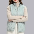 thumbnail image 1 of gbyLJF Women's Sleeveless Jacket Lightweight Quilted Full Zipper Jacket Casual Stand-up Collar Sleeveless Coat Winter Outwear, 1 of 5
