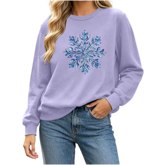 gbyLJF Women's Snowflake Christmas Sweatshirt Fuzzy Long Sleeve Holiday Tops Festival Travel Fleece Warm Pullover