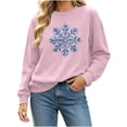 thumbnail image 1 of gbyLJF Women's Snowflake Christmas Sweatshirt Fuzzy Long Sleeve Holiday Tops Festival Travel Fleece Warm Pullover, 1 of 6