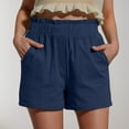 thumbnail image 1 of gbyLJF Women's Solid Color Cotton Shorts Elastic Casual Waist Wide Leg Shorts Loose Fit Running Athletic Short with Pockets, 1 of 6