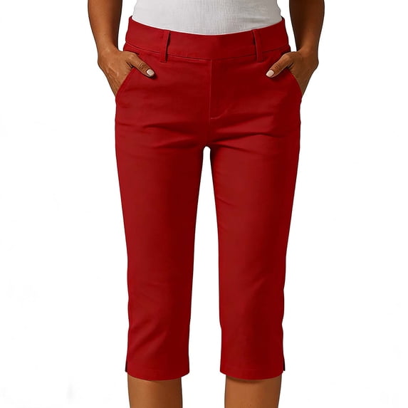 gbyLJF Women's Stretch Capri Pants with Pockets Casual Straight Fit Cropped Pant Travel Athletic Work Pant