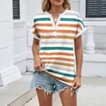 thumbnail image 1 of gbyLJF Women's Striped Printed Tee Shirts Color Blocked Summer T-shirts Short Sleeve Short Sleeve Tunic Top, 1 of 8