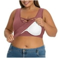 thumbnail image 1 of gbyLJF Women's Tank Tops with Bra Solid Color Crossed Neck Sleeveless Tee Plus Size Workout Yoga Shirt Summer Undershirts, 1 of 7