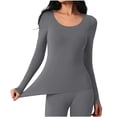 thumbnail image 1 of gbyLJF Women's Thermal Long Sleeve Shirts Lightweight Stretchy Base Layer Tops Tight Fit Round Neck Layering Fall Winter Underwear, 1 of 9