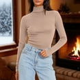 thumbnail image 1 of gbyLJF Women's Turtleneck Base Layer Shirt Solid Color Warm Long Sleeve Blouse Winter Slim Fit comfy Tops, 1 of 9