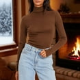 thumbnail image 1 of gbyLJF Women's Turtleneck Base Layer Shirt Solid Color Warm Long Sleeve Blouse Winter Slim Fit comfy Tops, 1 of 9