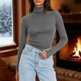 thumbnail image 1 of gbyLJF Women's Turtleneck Base Layer Shirt Solid Color Warm Long Sleeve Blouse Winter Slim Fit comfy Tops, 1 of 9