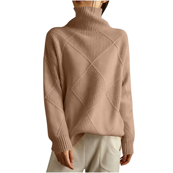 gbyLJF Women's Turtleneck Pullover Sweater Loose Fit Long Sleeve Tops Winter Warm Knitted Sweaters