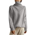 thumbnail image 1 of gbyLJF Women's Turtleneck Pullover Sweater Loose Fit Long Sleeve Tops Winter Warm Knitted Sweaters, 1 of 6