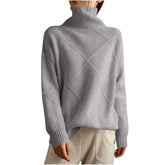 gbyLJF Women's Turtleneck Pullover Sweater Loose Fit Long Sleeve Tops Winter Warm Knitted Sweaters