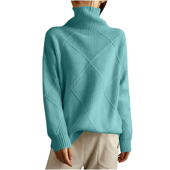 gbyLJF Women's Turtleneck Pullover Sweater Loose Fit Long Sleeve Tops Winter Warm Knitted Sweaters
