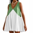 thumbnail image 1 of gbyLJF Women's V Neck Sleeveless Mini Dress Loose Summer Pleated Swing Flowy Sundress 2024 Beach Vacation Tank Dresses Cute Babydoll Dresses Clothes Green #A02 S, 1 of 7