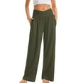 thumbnail image 1 of gbyLJF Women's Wide Leg Casual Loose Pants Yoga Sweatpants Comfy Crossover High Waisted Lounge Pajama Flowy Pants Army Green 3XL, 1 of 6