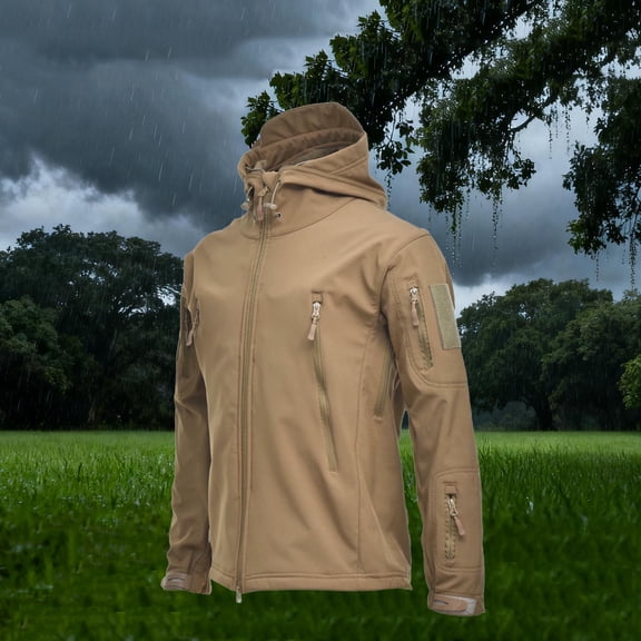 gbyLJF Women's Windbreaker Coats Long Sleeve Solid Color Zip Up Hooded Jacket Windproof and Waterproof Multi-pocket Jackets