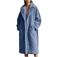 thumbnail image 1 of gbyLJF Women's Winter Faux Fur Coat Long Solid Color Fleece Thickened Outwear Jackets Open Front Lapel Overcoat with Pockets, 1 of 8