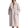 thumbnail image 1 of gbyLJF Women's Winter Faux Fur Coat Long Solid Color Fleece Thickened Outwear Jackets Open Front Lapel Overcoat with Pockets, 1 of 8