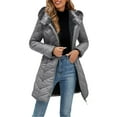 thumbnail image 1 of gbyLJF Women's Winter Puffer Coat Solid Color Fleece Lined Full Zip Hooded Down Jackets Long Warm Outwear Jackets with Pockets, 1 of 8