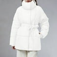 thumbnail image 1 of gbyLJF Women's Winter Puffer Coat Solid Color Thickened Fleece Full Zip Down Jackets Warm Outwear Jackets with Belt, 1 of 9