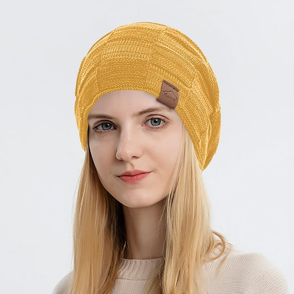 gbyLJF Women's Winter Woolen Hats Soft Warm Knitted Hat Solid Color Snow Cap for Women