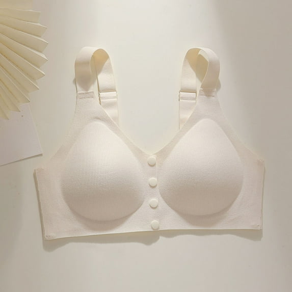 gbyLJF Women's Wirefree Bras Front Closure Full Coverage Bra Solid Color Daily Bra Comfortable