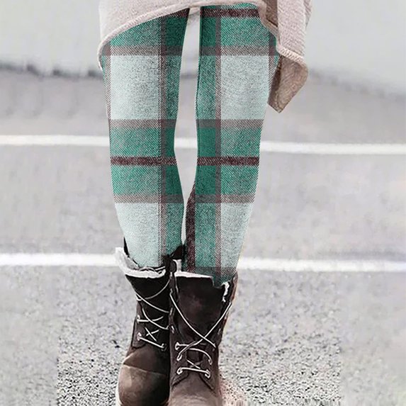 gbyLJF Women's Yoga Pants Plaid Printed High Waisted Tight Pants Stretchy Butt Lifting Leggings for Women