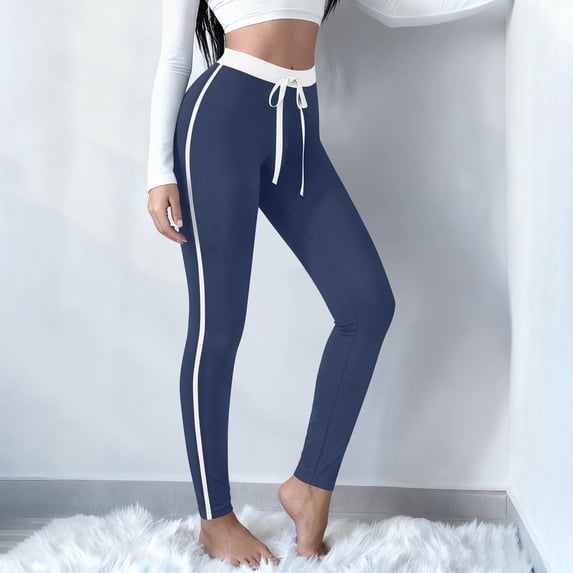 gbyLJF Women's Yoga Pants Slim Fit Stretch Drawstring Sport Long Pant Color Blocked Jogging Pants Legging for Running Fitness