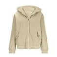 thumbnail image 1 of gbyLJF Women's Zip Up Hoodies Coat Casual Winter Warm Sherpa Lined Sweatshirt Thick Fleece Jacket Outerwear Beige XXL, 1 of 6