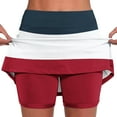 thumbnail image 1 of gbyLJF Womens 2 in 1 Elastic Yoga Culottes Strip Print Athletic Shorts Lightweight High Waist Skinny Joggers 2024 Red 3XL, 1 of 1