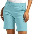 thumbnail image 1 of gbyLJF Womens Bermuda Shorts High Waisted Twill Stretch Shorts Casual Summer Trendy Casual Shorts with Pockets Sky Blue M, 1 of 7