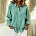 thumbnail image 1 of gbyLJF Womens Button Down Corduroy Shirt Long Sleeve Turndown Collar Blouse Solid Color Striped Casual Tops, 1 of 9