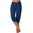 thumbnail image 1 of gbyLJF Womens Capri Pants Summer Low Rise Casual Yoga Pants Cinch Bottom Baggy Joggers with Pockets A01_Navy 3XL, 1 of 6