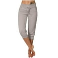 thumbnail image 1 of gbyLJF Womens Capri Sweatpants Casual Cropped Jogger Running Pants Casual Drawstring Waist with Side Pockets, 1 of 6