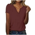 thumbnail image 1 of gbyLJF Womens Casual Tops Summer Golf Shirts for Woman Polyester Shirts for Women Business Casual Tops Wine L, 1 of 6