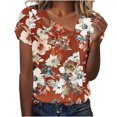 thumbnail image 1 of gbyLJF Womens Dressy Tops Summer Womens Blouses Dressy Oversized Gym Tshirts for Women Womans T Shirts Red XL, 1 of 4