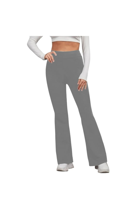 Womens Flare Leggings Scrunch Butt Lifting Bootcut High Waist Yoga Pants Slim Jogger Long Active Trouser Gray XL