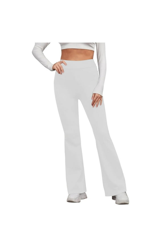 Womens Flare Leggings Scrunch Butt Lifting Bootcut High Waist Yoga Pants Slim Jogger Long Active Trouser White XL