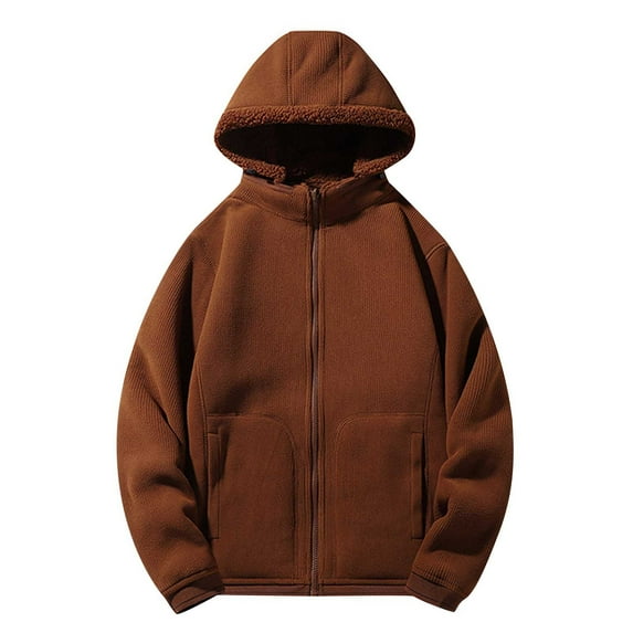 gbyLJF Womens Fleece Jackets Reversible Zip up Hoodie Fuzzy Sweatshirt Sherpa Lined Warm Fall Winter Jackets Coats Coffee XXL