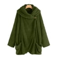 thumbnail image 1 of gbyLJF Womens Fuzzy Sweaters Jackets Solid Color Long Sleeve Fleece Hooded Cardigan Winter Warm Sweatshirt Coats with Pockets, 1 of 8