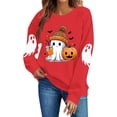 thumbnail image 1 of gbyLJF Womens Halloween Cute Ghost Sweatshirts Pumpkin Graphic Crewneck Pullover Soft Fleece Funny Aesthetic Party Sweater, 1 of 5