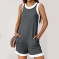 thumbnail image 1 of gbyLJF Womens Jumpsuit Casual Wide Leg Sleeveless Jumpsuits Solid Color Cropped Rompers Loose Fit Overalls with Pockets, 1 of 7
