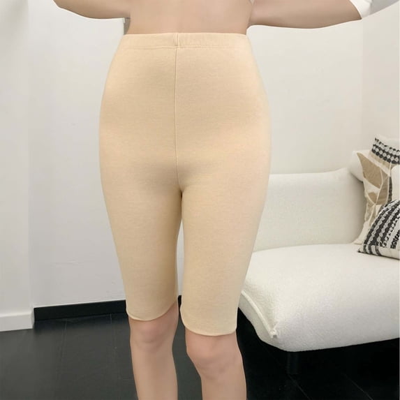 gbyLJF Womens Leggings Hight Waisted Solid Color Velvet Half Length Pants Winter Soft Warm Leggings