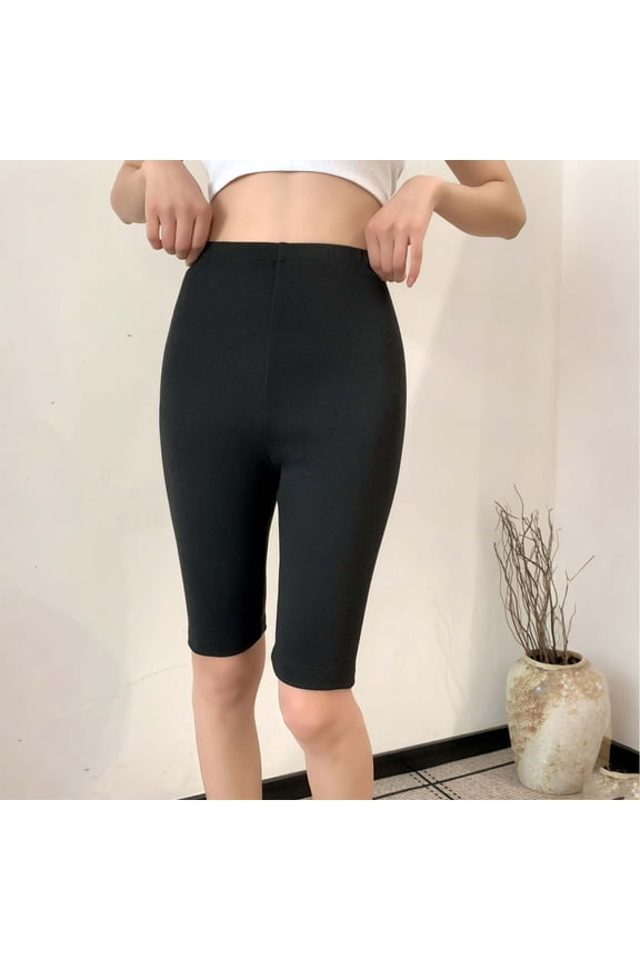 Womens Leggings Hight Waisted Solid Color Velvet Half Length Pants Winter Soft Warm Leggings