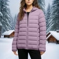 thumbnail image 1 of gbyLJF Womens Lightweight Hooded Down Jackets Solid Color Long Sleeve Quilted Puffer Coats Casual Full Zip Blouse with Pockets Winter Outwear, 1 of 5