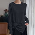 thumbnail image 1 of gbyLJF Womens Lightweight Long Sleeve Shirts Loose Comfy Crewneck Tops Casual Basic Fall T-Shirts, 1 of 5