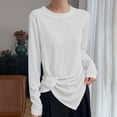 thumbnail image 1 of gbyLJF Womens Lightweight Long Sleeve Shirts Loose Comfy Crewneck Tops Casual Basic Fall T-Shirts, 1 of 5