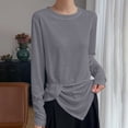 thumbnail image 1 of gbyLJF Womens Lightweight Long Sleeve Shirts Loose Comfy Crewneck Tops Casual Basic Fall T-Shirts, 1 of 5