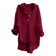 thumbnail image 1 of gbyLJF Womens Oversized Linen Shirts Casual Long Sleeve Collared Cozy Blouses High Low Flowy Loose Tunics Tops Red XL, 1 of 7