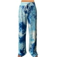 thumbnail image 1 of gbyLJF Womens Palazzo Pants Wide Leg Comfy Yoga Pajama Trousers Fashion Floral Print High Waist Lounge Sweatpants Blue XXL, 1 of 3